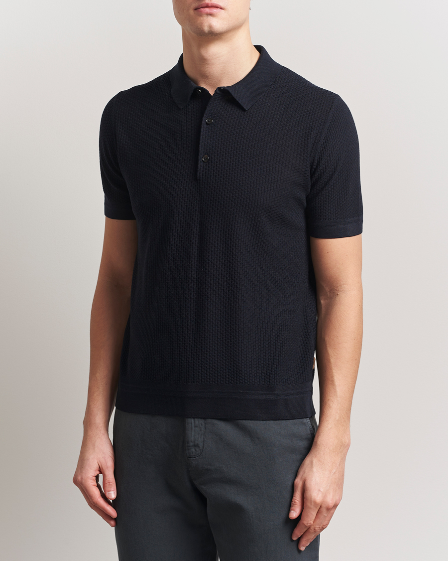 Herr | Pikéer | BOSS CAMEL | Jeffrey Silk Knitted Polo Dark Blue