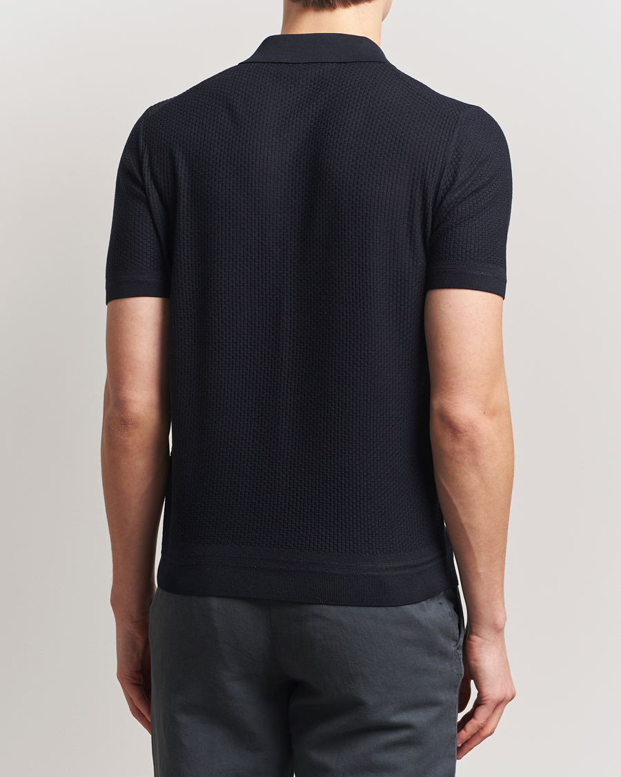 Herr | Pikéer | BOSS CAMEL | Jeffrey Silk Knitted Polo Dark Blue