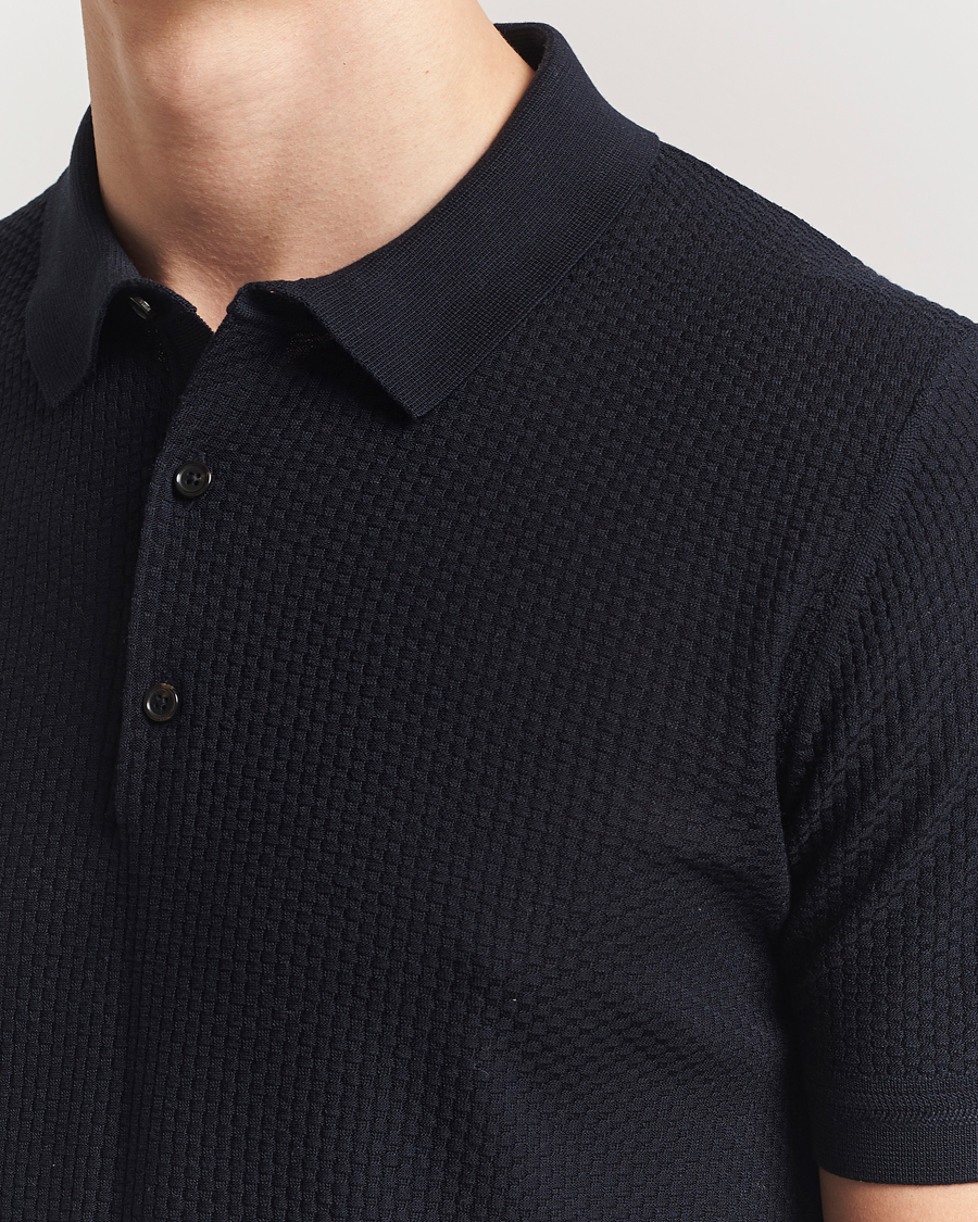 Herr | Pikéer | BOSS CAMEL | Jeffrey Silk Knitted Polo Dark Blue