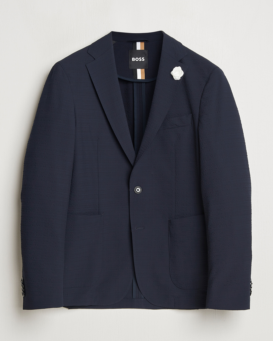 Herr | Kavajer | BOSS BLACK | Hanry Seersucker Patch Pocket Blazer Dark Blue
