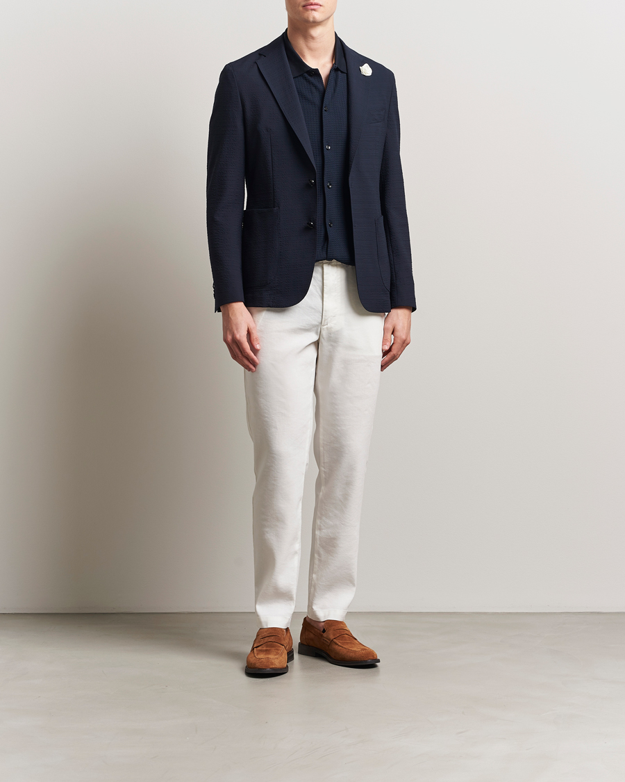 Herr | Kavajer | BOSS BLACK | Hanry Seersucker Patch Pocket Blazer Dark Blue