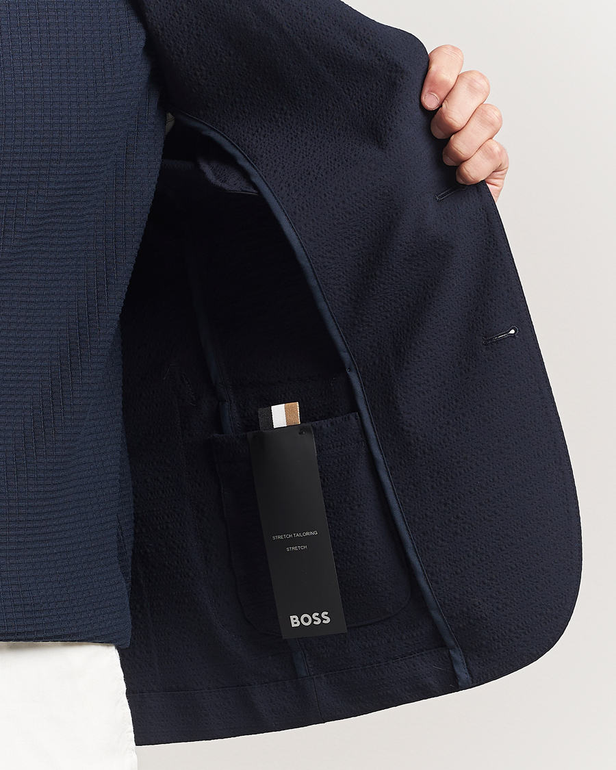 Herr | Kavajer | BOSS BLACK | Hanry Seersucker Patch Pocket Blazer Dark Blue
