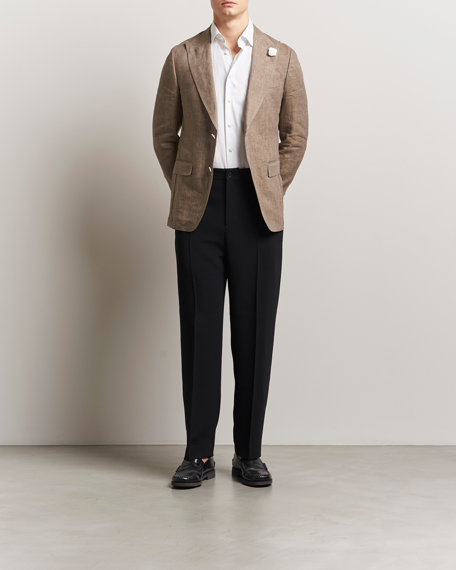 Herr | Kavajer | BOSS BLACK | Huge Linen Peak Lapel Blazer Dark Brown