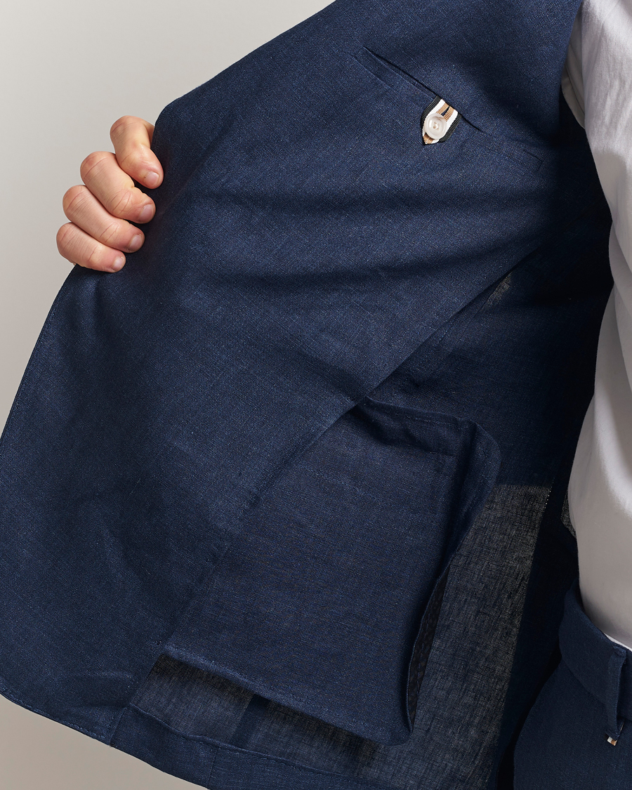 Herr | Kavajer | BOSS BLACK | Huge Linen Peak Lapel Blazer Dark Blue