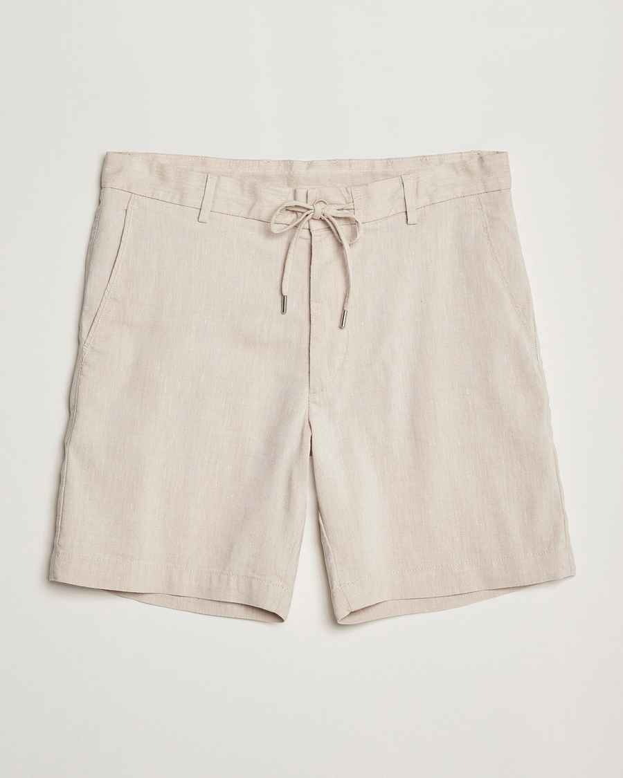 Herr | Shorts | BOSS BLACK | Kane Linen/Cotton Drawstring Shorts Light Beige