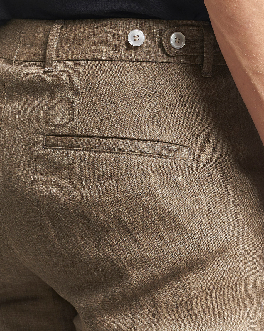 Herr | Byxor | BOSS BLACK | Genius Pleated Linen Trousers Dark Brown