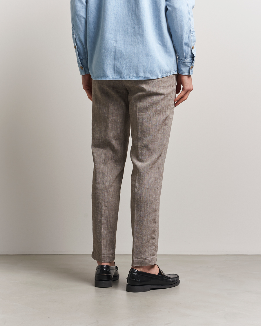 Herr | Byxor | BOSS BLACK | Kane Linen Blend Drawstring Trousers Dark Brown