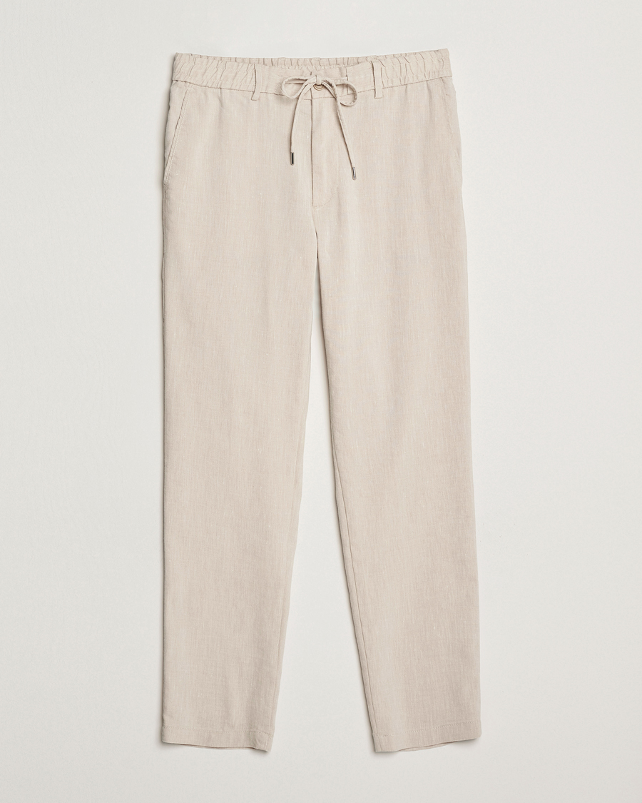 Herr | Byxor | BOSS BLACK | Kane Linen Blend Drawstring Trousers Light Beige
