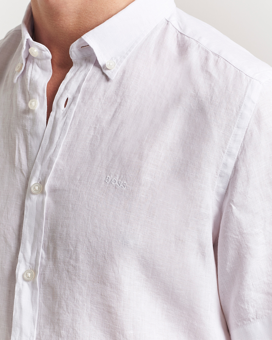 Herr | Skjortor | BOSS BLACK | Liam Linen Short Sleeve Shirt White