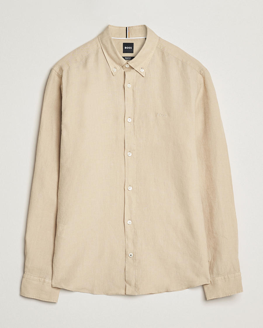 Herr | Skjortor | BOSS BLACK | Liam Linen Shirt Light Beige