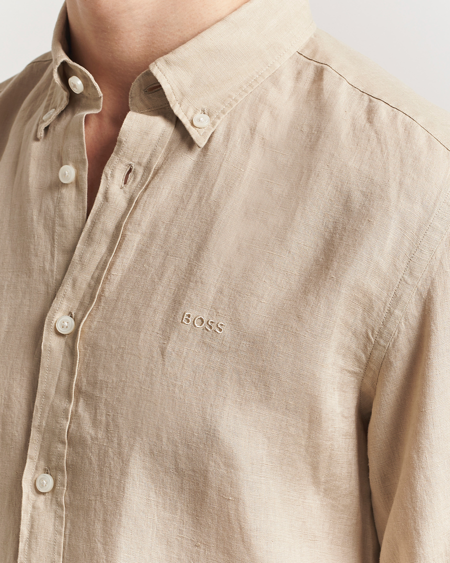 Herr | Skjortor | BOSS BLACK | Liam Linen Shirt Light Beige