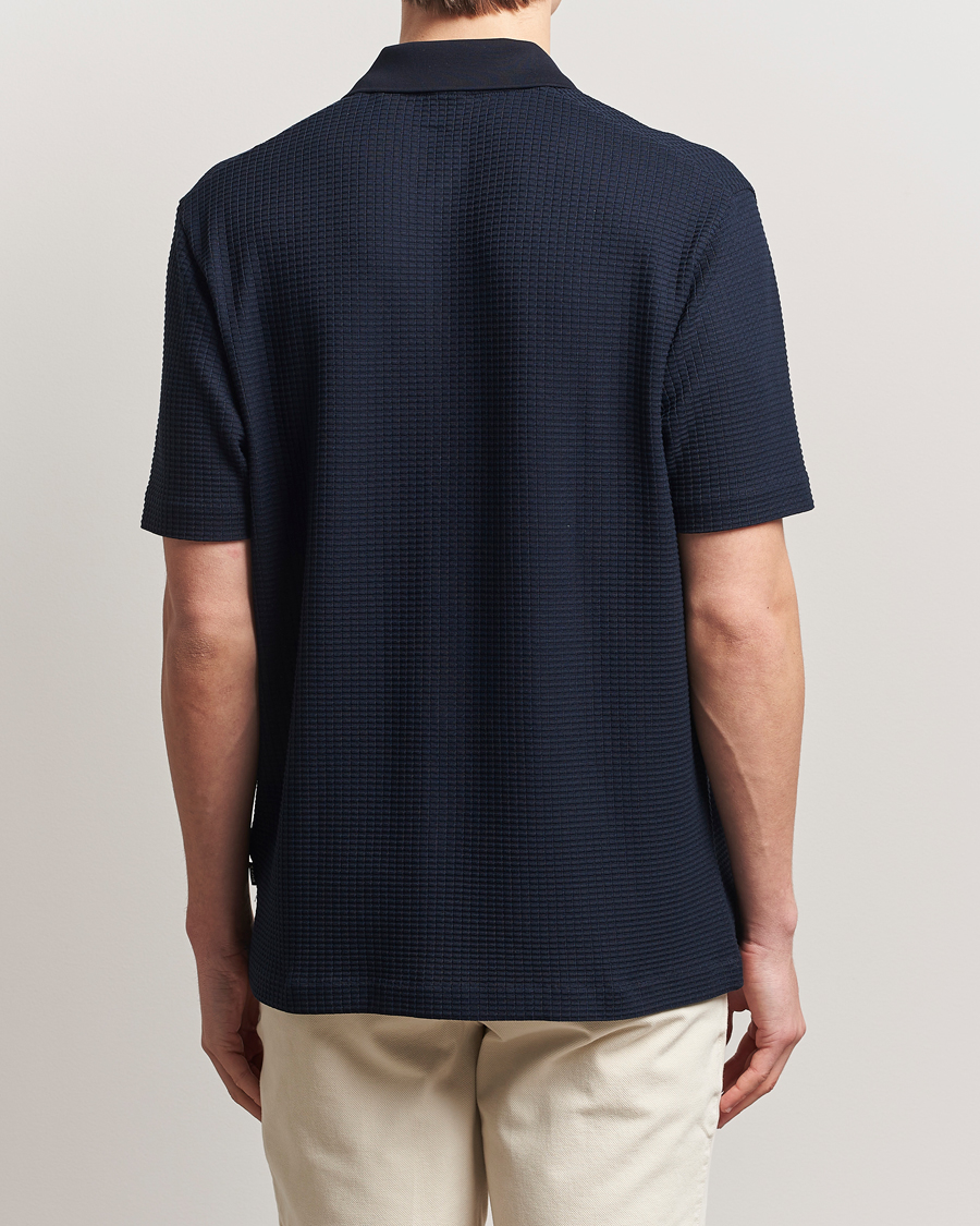 Herr | Skjortor | BOSS BLACK | Palladio Knitted Short Sleeve Shirt Dark Blue