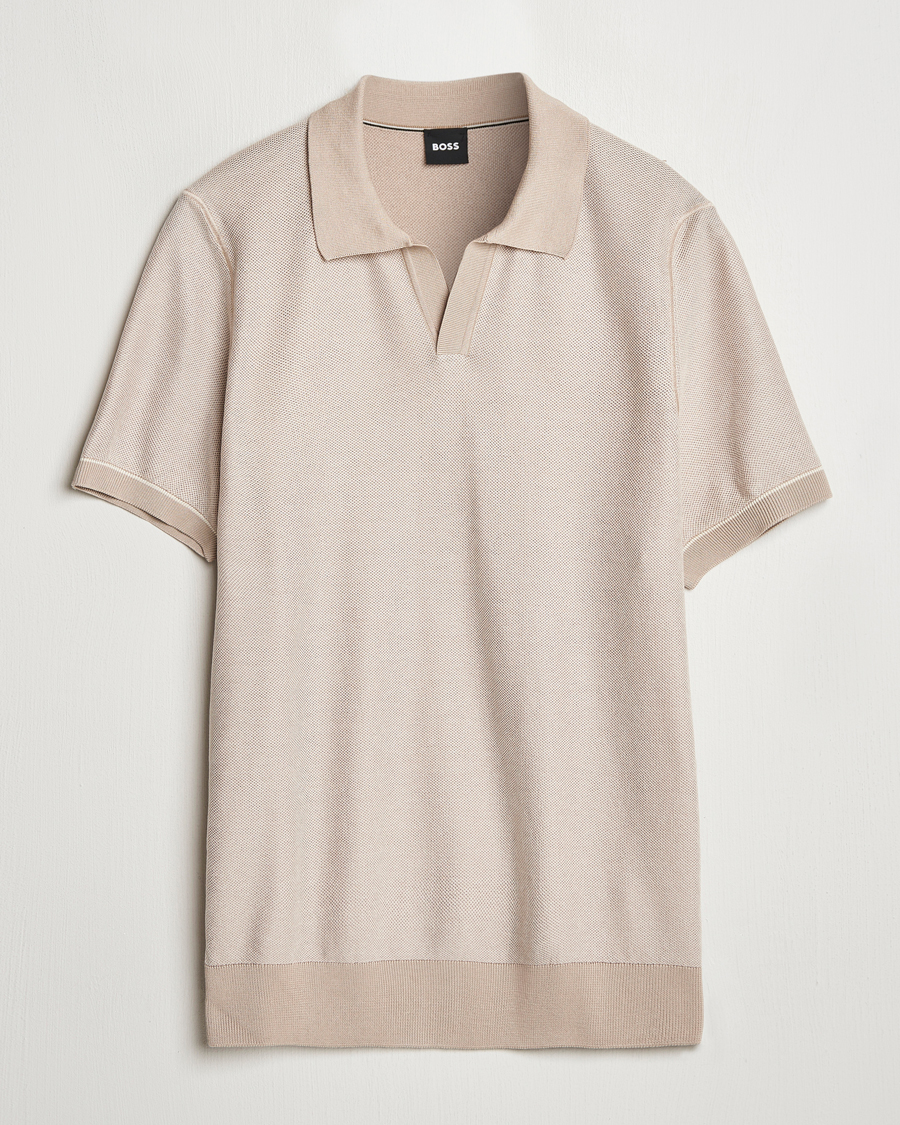 Herr | Pikéer | BOSS BLACK | Jianluca Cotton/Lyocell Knitted Polo Open White