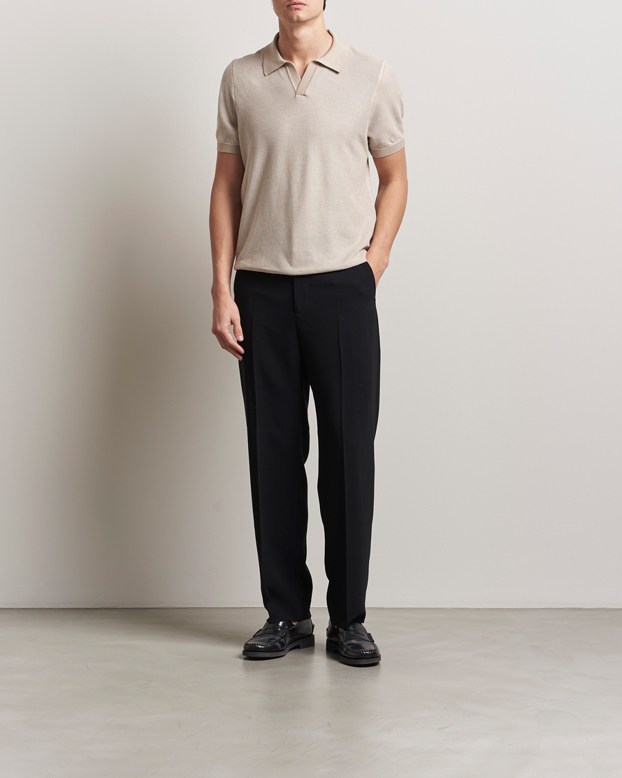 Herr | Pikéer | BOSS BLACK | Jianluca Cotton/Lyocell Knitted Polo Open White