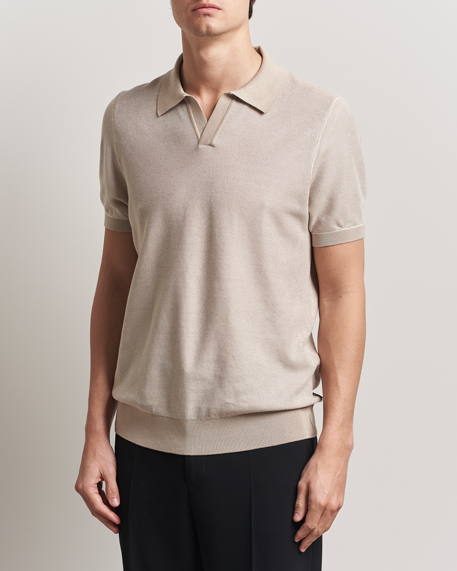 Herr | Pikéer | BOSS BLACK | Jianluca Cotton/Lyocell Knitted Polo Open White