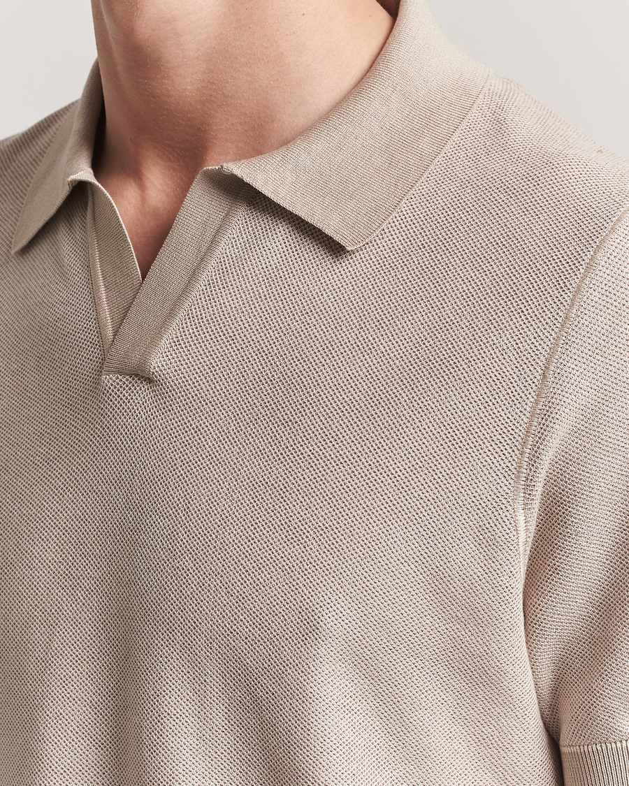 Herr | Pikéer | BOSS BLACK | Jianluca Cotton/Lyocell Knitted Polo Open White