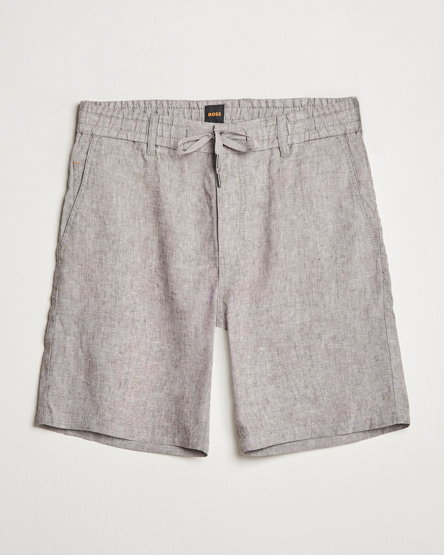 Herr | Shorts | BOSS ORANGE | Tapered Linen Chino Drawstring Shorts Open Beige