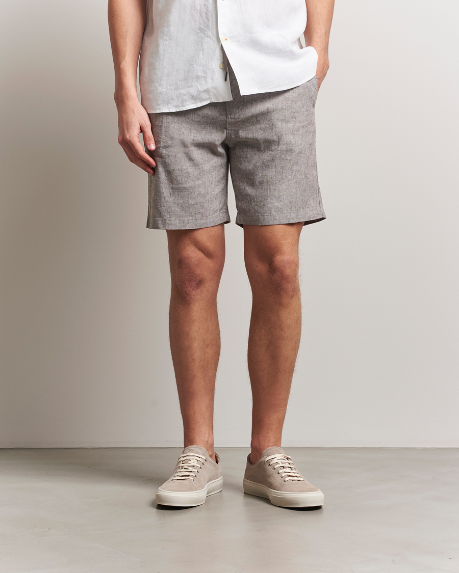 Herr | Shorts | BOSS ORANGE | Tapered Linen Chino Drawstring Shorts Open Beige