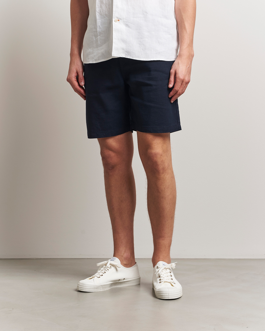 Herr | Shorts | BOSS ORANGE | Tapered Linen Chino Drawstring Shorts Dark Blue