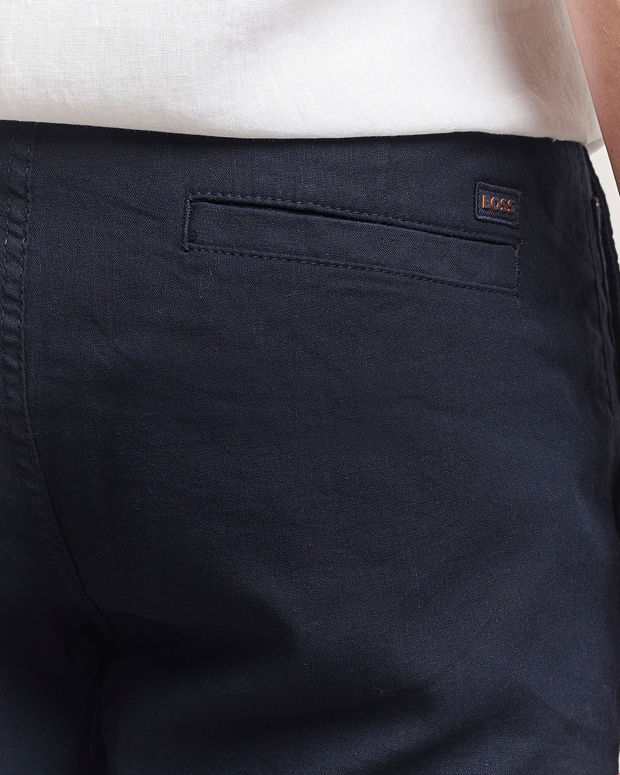 Herr | Shorts | BOSS ORANGE | Tapered Linen Chino Drawstring Shorts Dark Blue