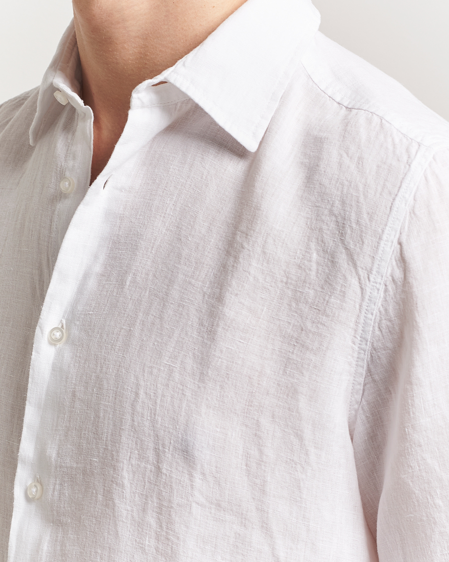 Herr | Skjortor | BOSS ORANGE | Rash Linen Short Sleeve Shirt White