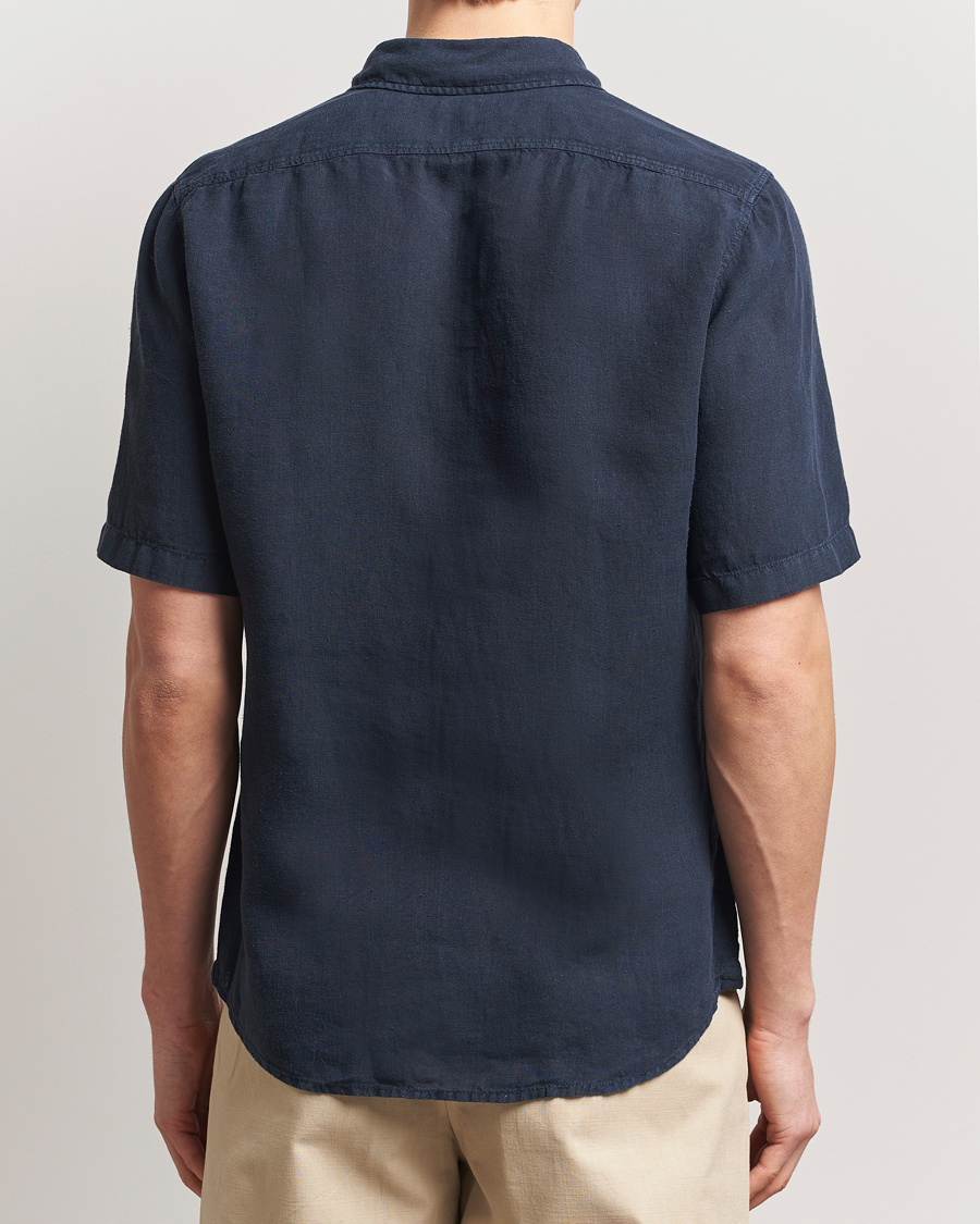 Herr | Skjortor | BOSS ORANGE | Rash Linen Short Sleeve Shirt Dark Blue
