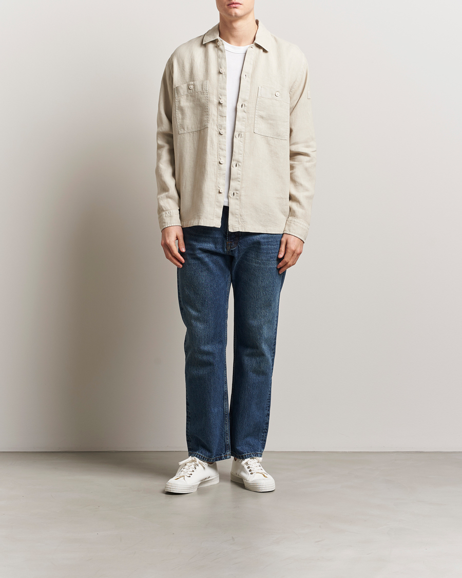 Herr | Skjortor | BOSS ORANGE | Locky Linen Overshirt Light Beige