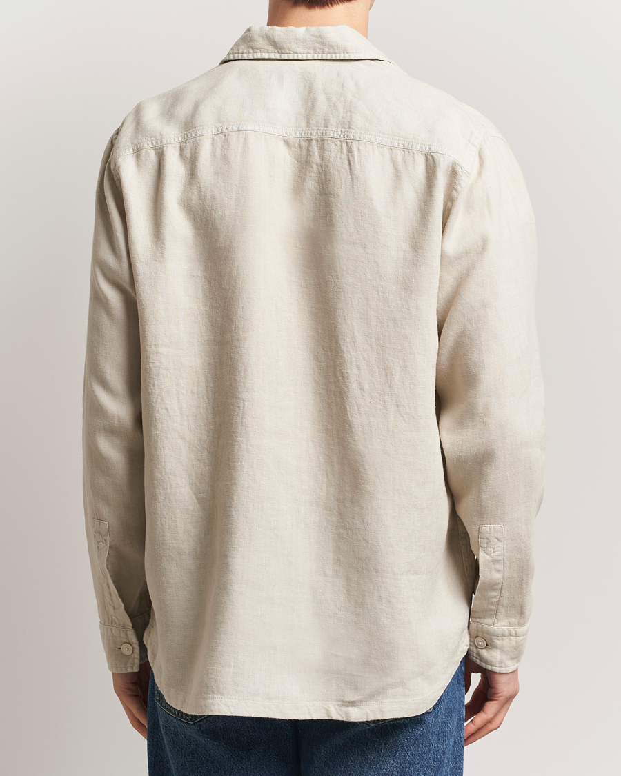 Herr | Skjortor | BOSS ORANGE | Locky Linen Overshirt Light Beige