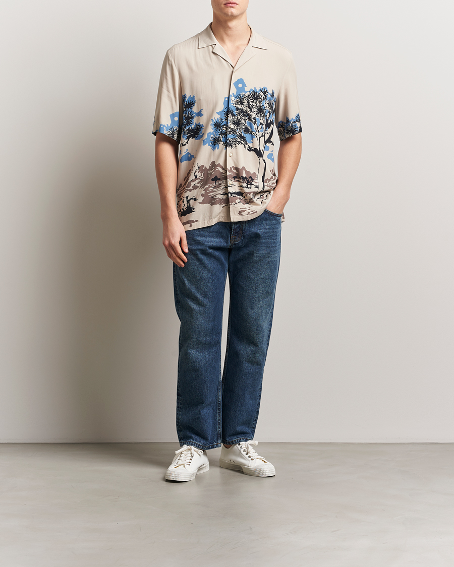 Herr | Skjortor | BOSS ORANGE | Rayer Printed Short Sleeve Shirt Light Beige