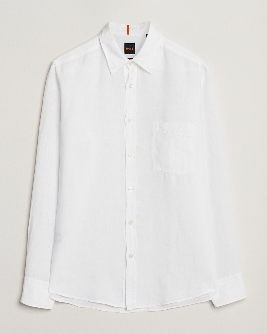 Herr | Skjortor | BOSS ORANGE | Relegant Linen Shirt White