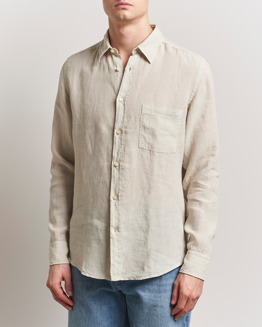 Herr | Skjortor | BOSS ORANGE | Relegant Linen Shirt Light Beige