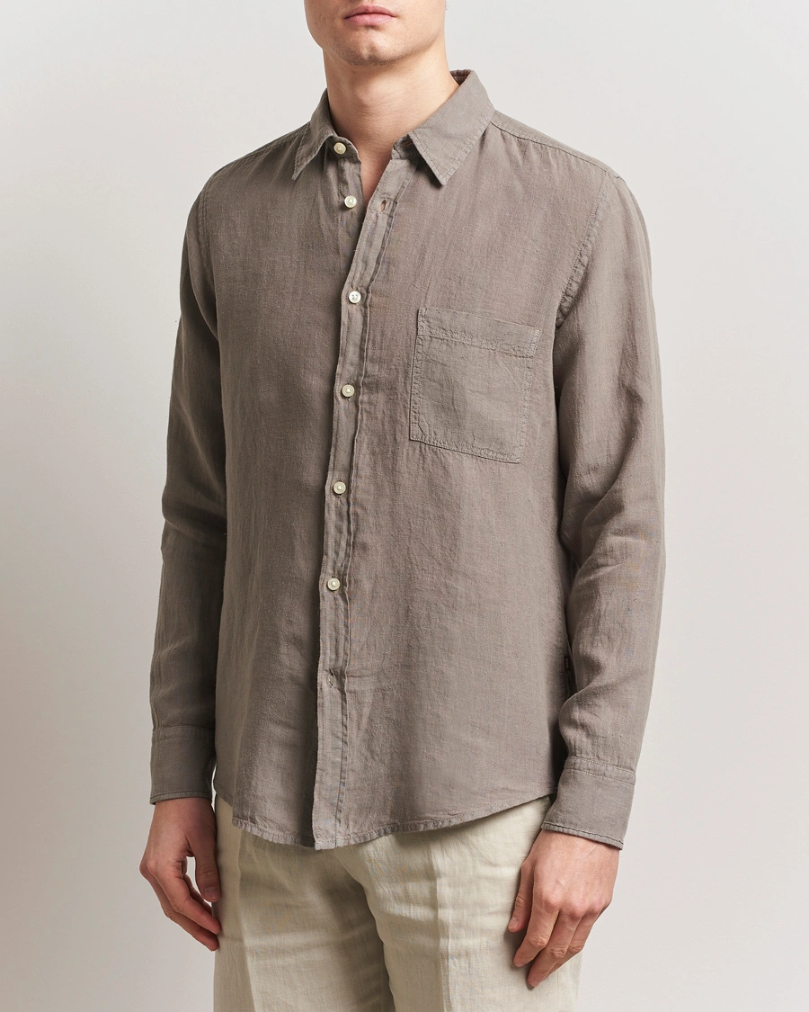 Herr | Skjortor | BOSS ORANGE | Relegant Linen Shirt Open Beige
