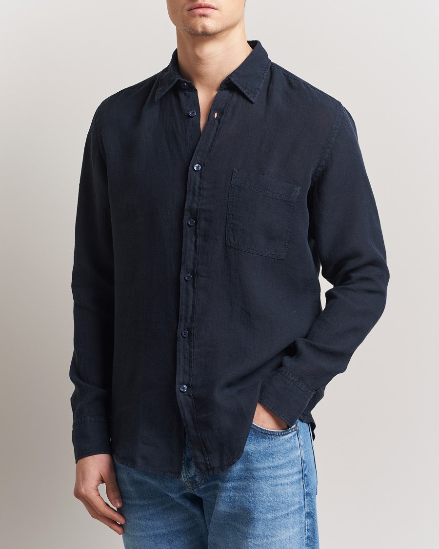 Herr | Skjortor | BOSS ORANGE | Relegant Linen Shirt Dark Blue