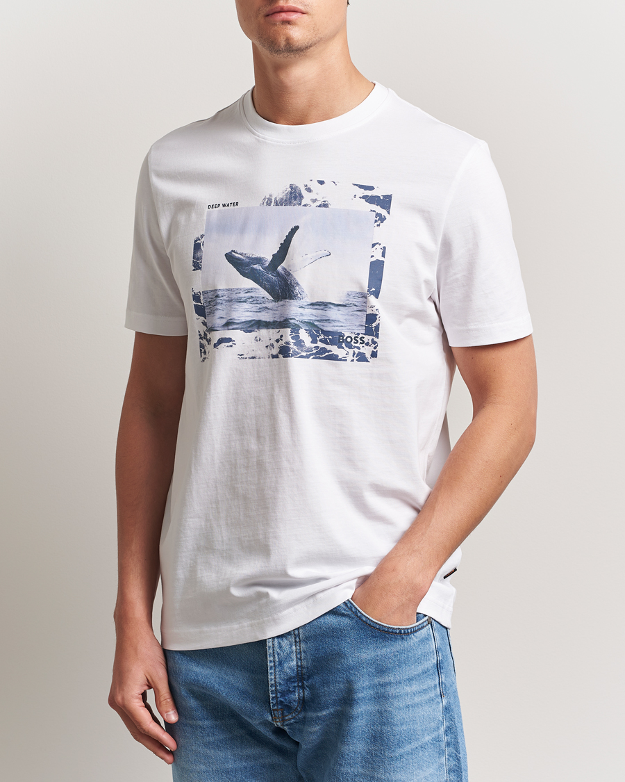 Herr | T-Shirts | BOSS ORANGE | Dunetrace Printed Crew Neck T-Shirt White