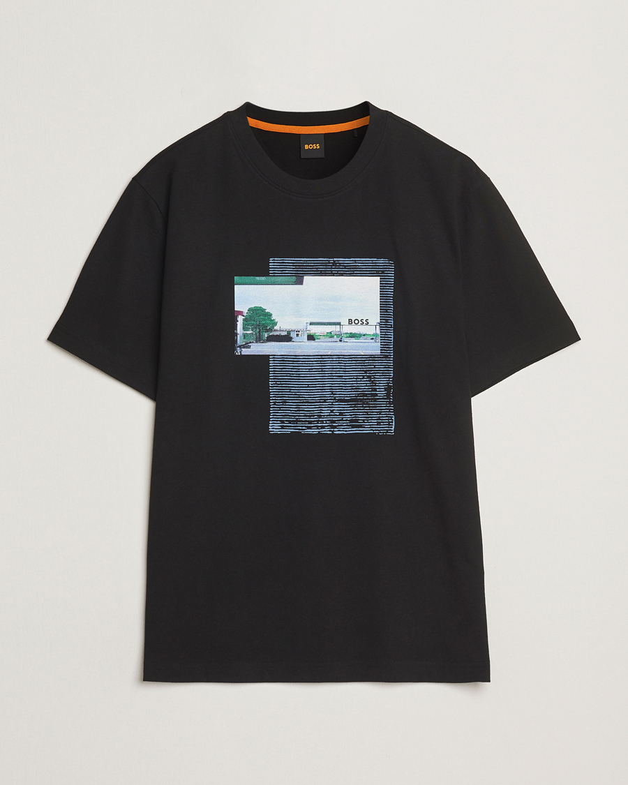 Herr | T-Shirts | BOSS ORANGE | On The Way Printed Crew Neck T-Shirt Black