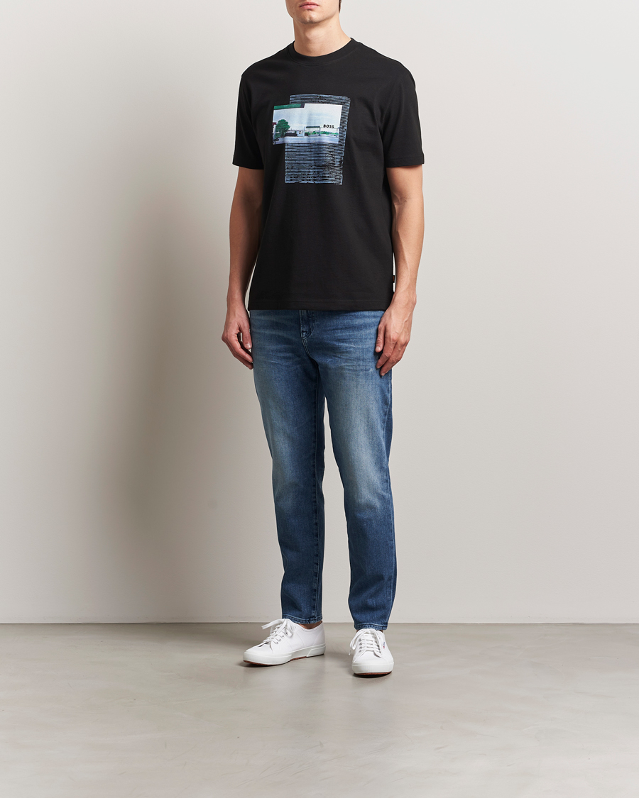 Herr | T-Shirts | BOSS ORANGE | On The Way Printed Crew Neck T-Shirt Black