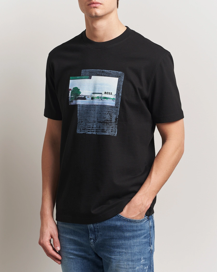 Herr | T-Shirts | BOSS ORANGE | On The Way Printed Crew Neck T-Shirt Black