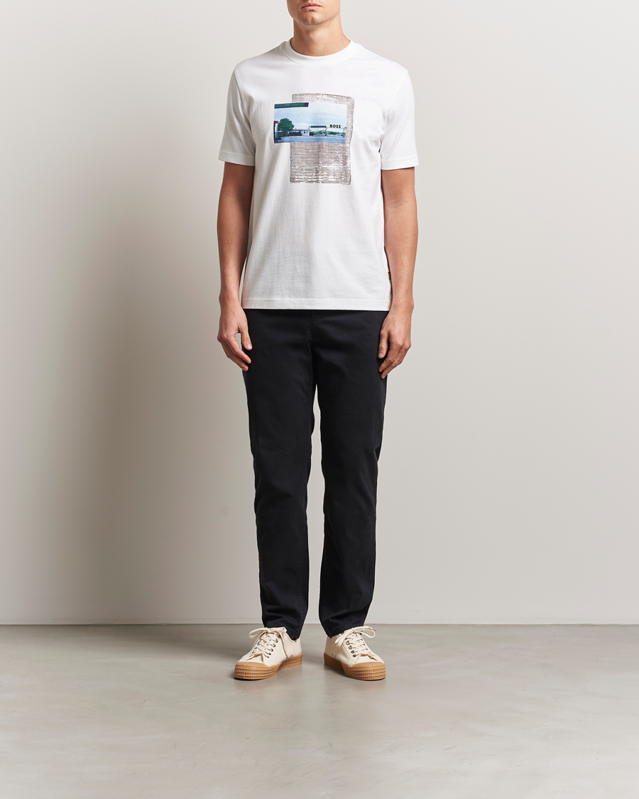 Herr | T-Shirts | BOSS ORANGE | On The Way Printed Crew Neck T-Shirt White