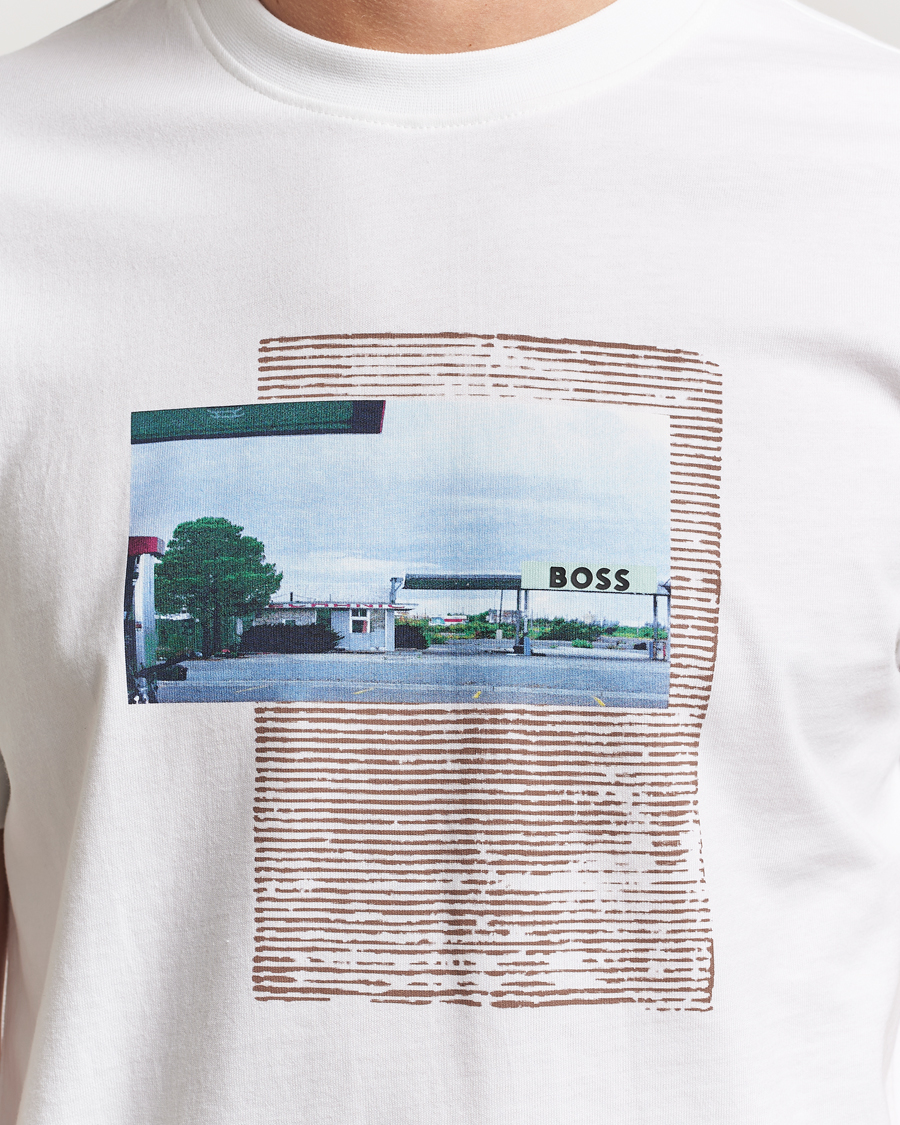 Herr | T-Shirts | BOSS ORANGE | On The Way Printed Crew Neck T-Shirt White