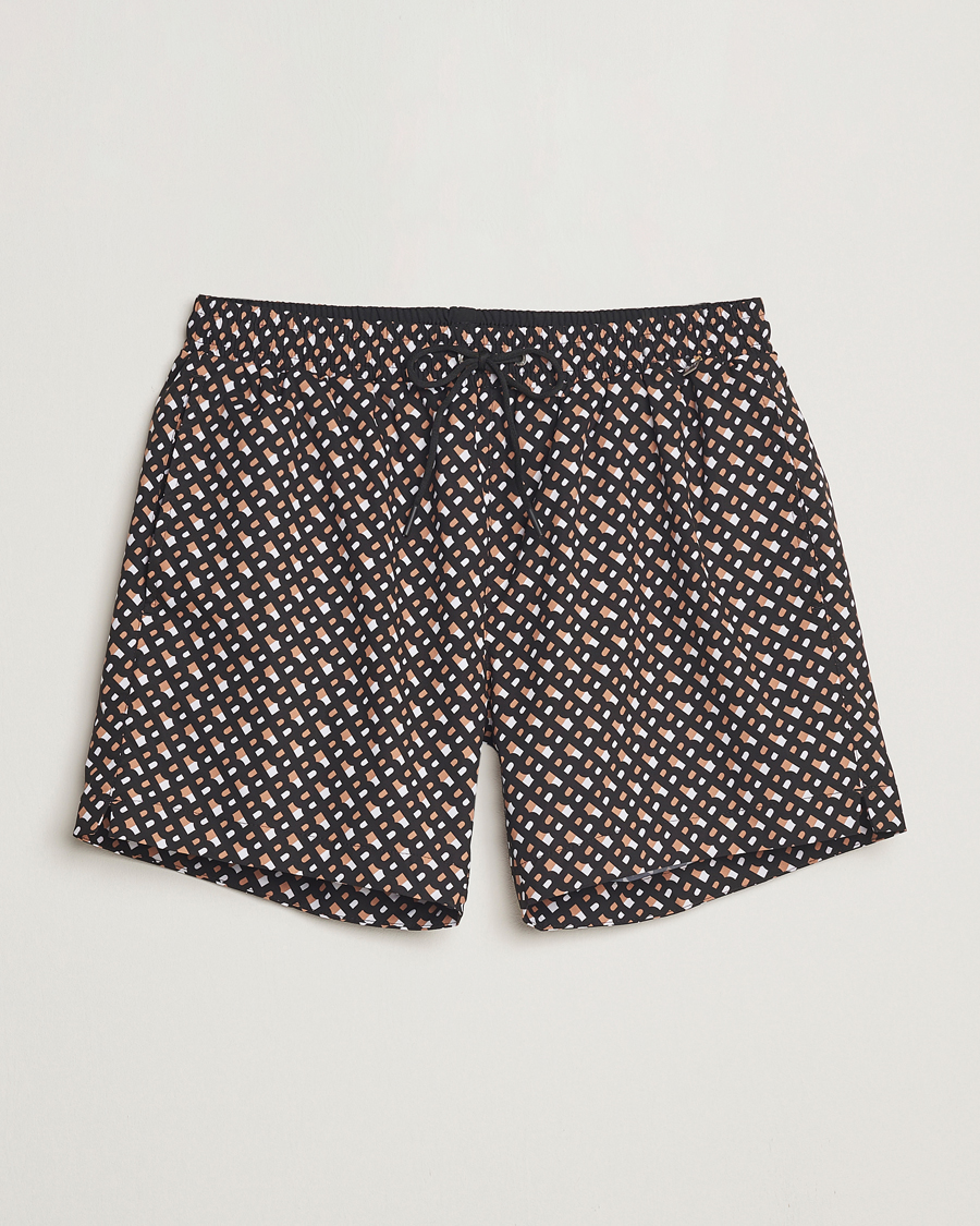 Herr | Badbyxor | BOSS BLACK | Manu Monogram Swimshorts Black