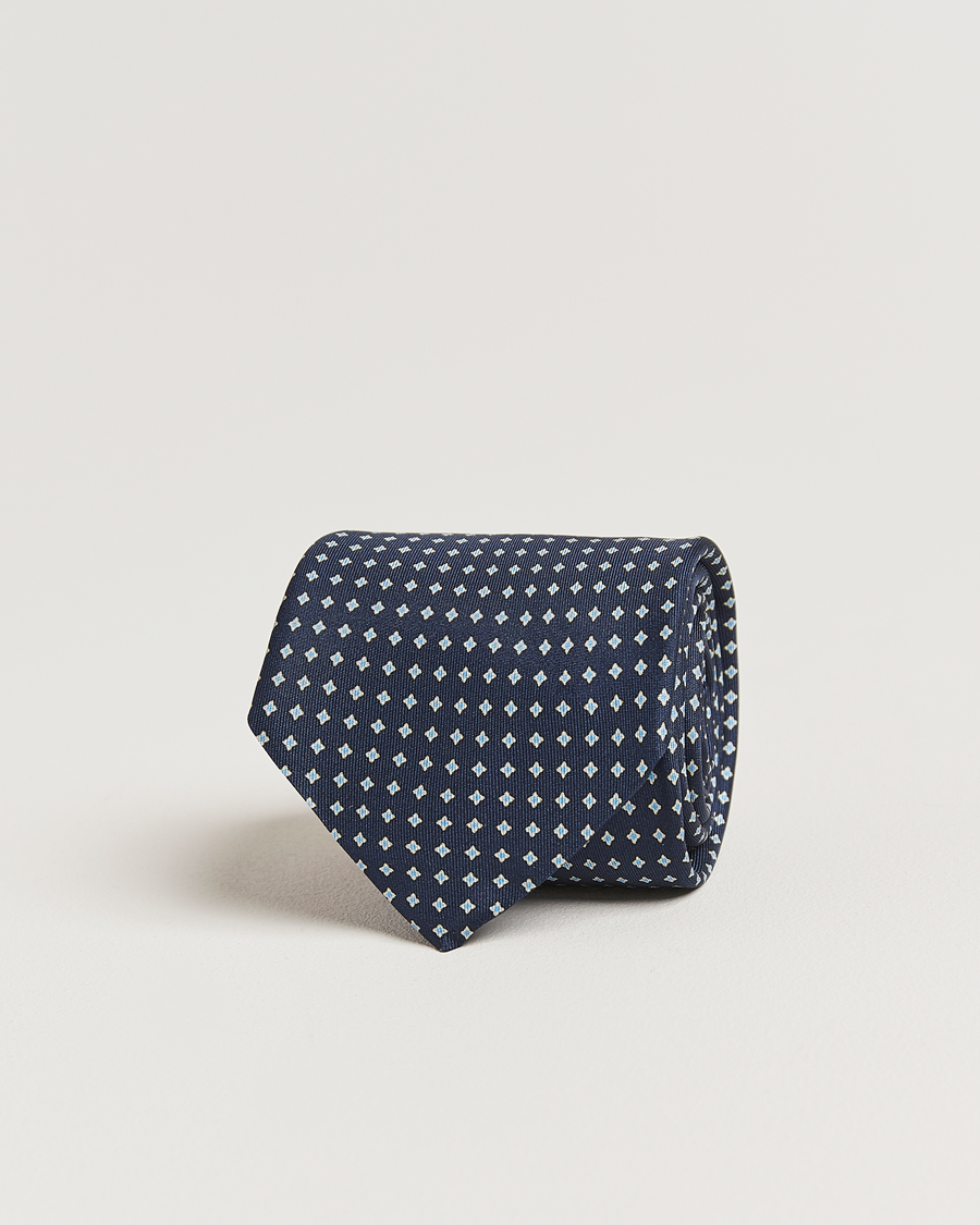 Herr | Slipsar | Stenströms | Printed Silk Tie 7,5cm Navy
