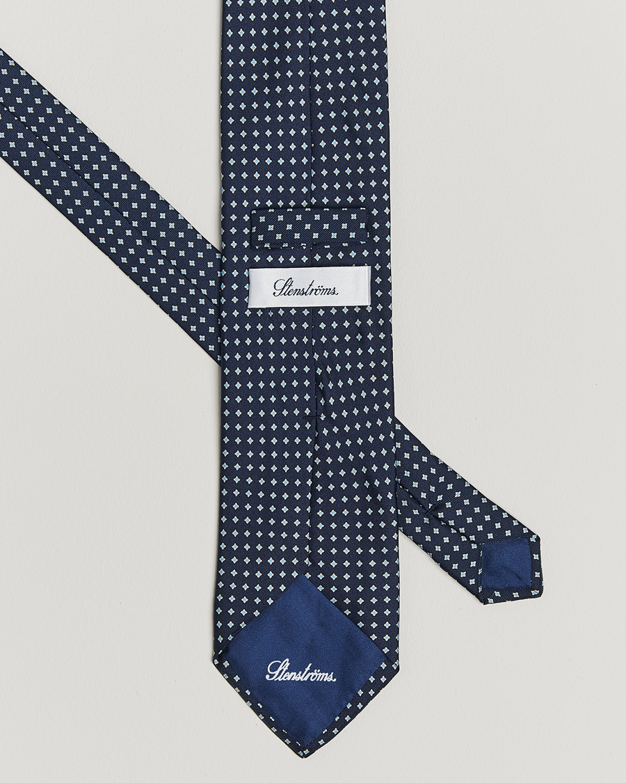 Herr | Slipsar | Stenströms | Printed Silk Tie 7,5cm Navy