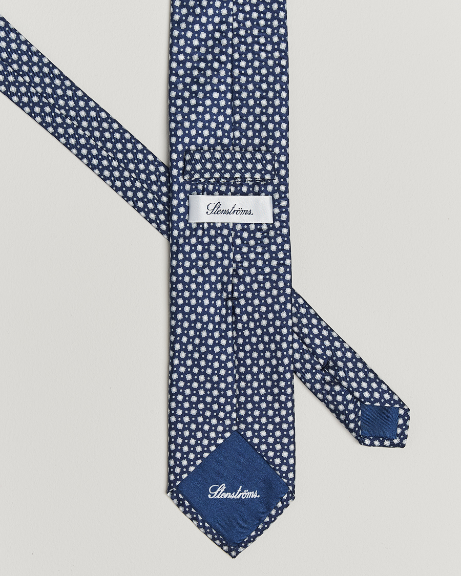 Herr | Slipsar | Stenströms | Printed Silk Tie 7,5cm Blue