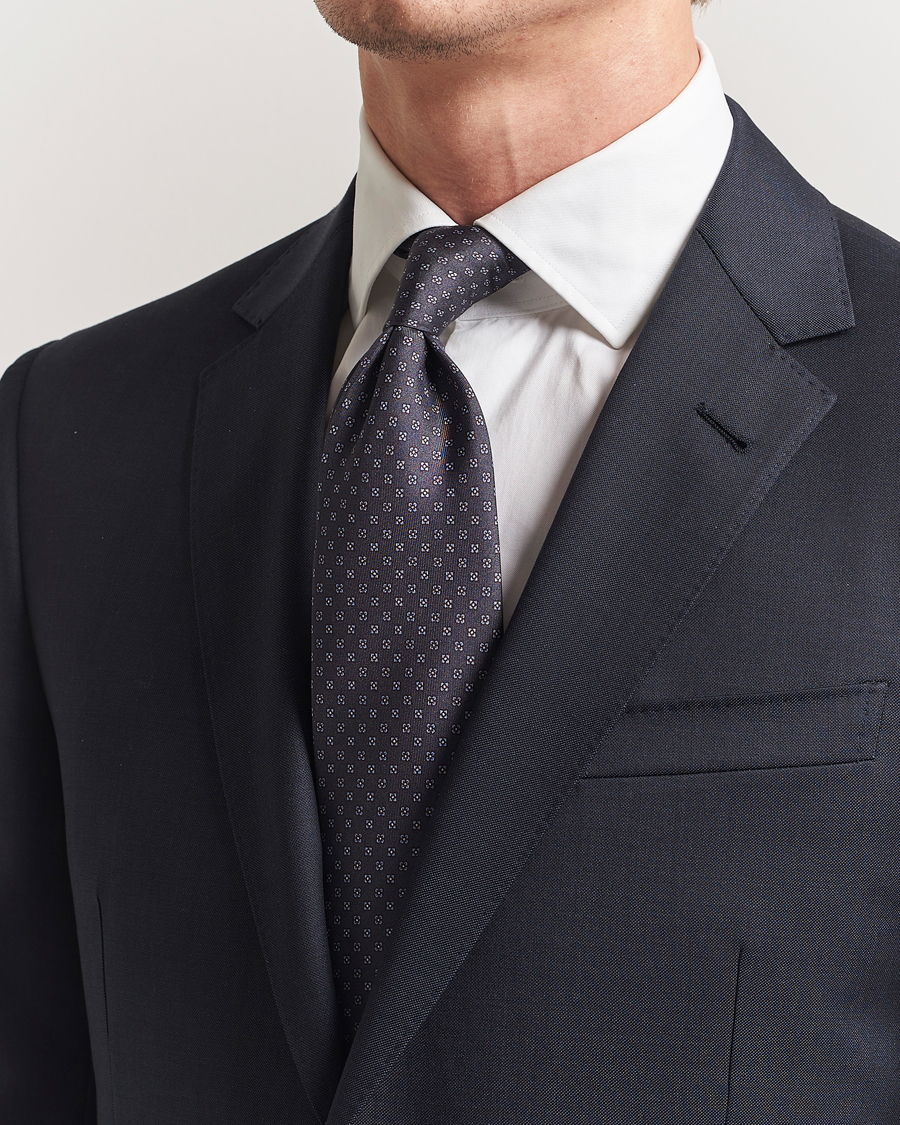 Herr | Slipsar | Stenströms | Printed Silk Tie 7,5cm Grey