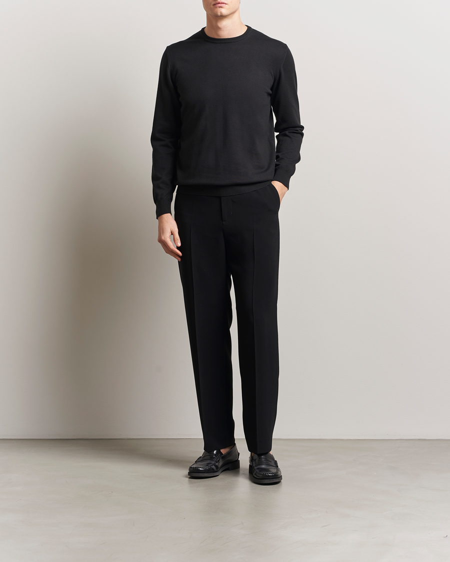 Herr | Tröjor | Morgano | Supersoft Egyptian Cotton Crew Neck Black