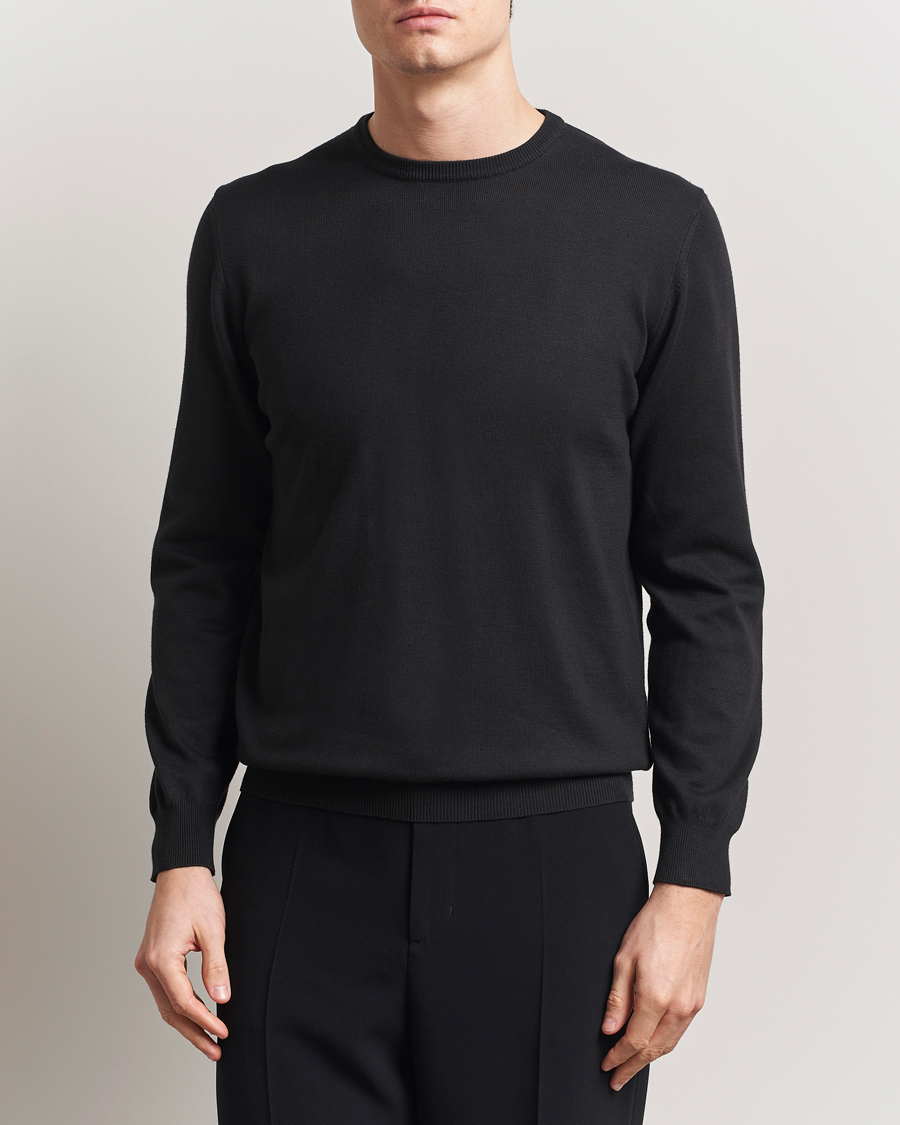 Herr | Tröjor | Morgano | Supersoft Egyptian Cotton Crew Neck Black