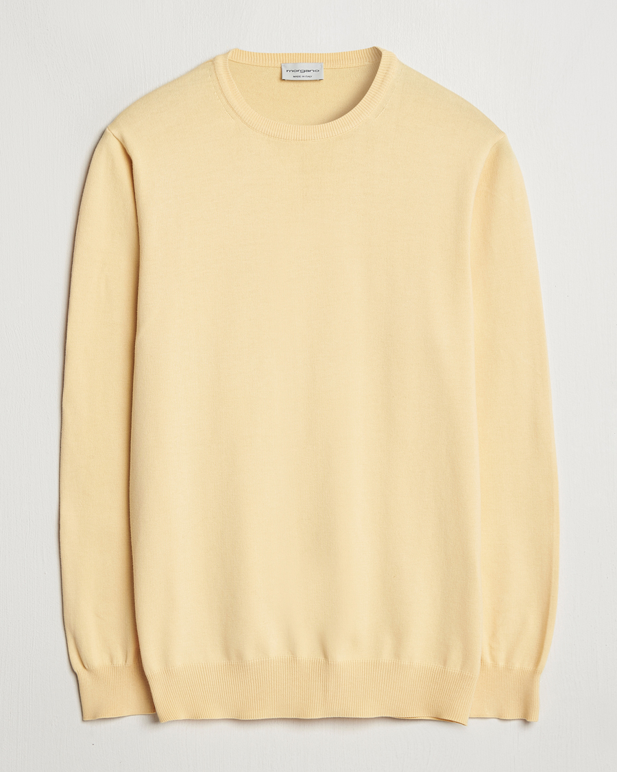 Herr | Tröjor | Morgano | Supersoft Egyptian Cotton Crew Neck Light Yellow