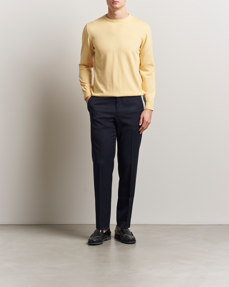 Herr | Tröjor | Morgano | Supersoft Egyptian Cotton Crew Neck Light Yellow