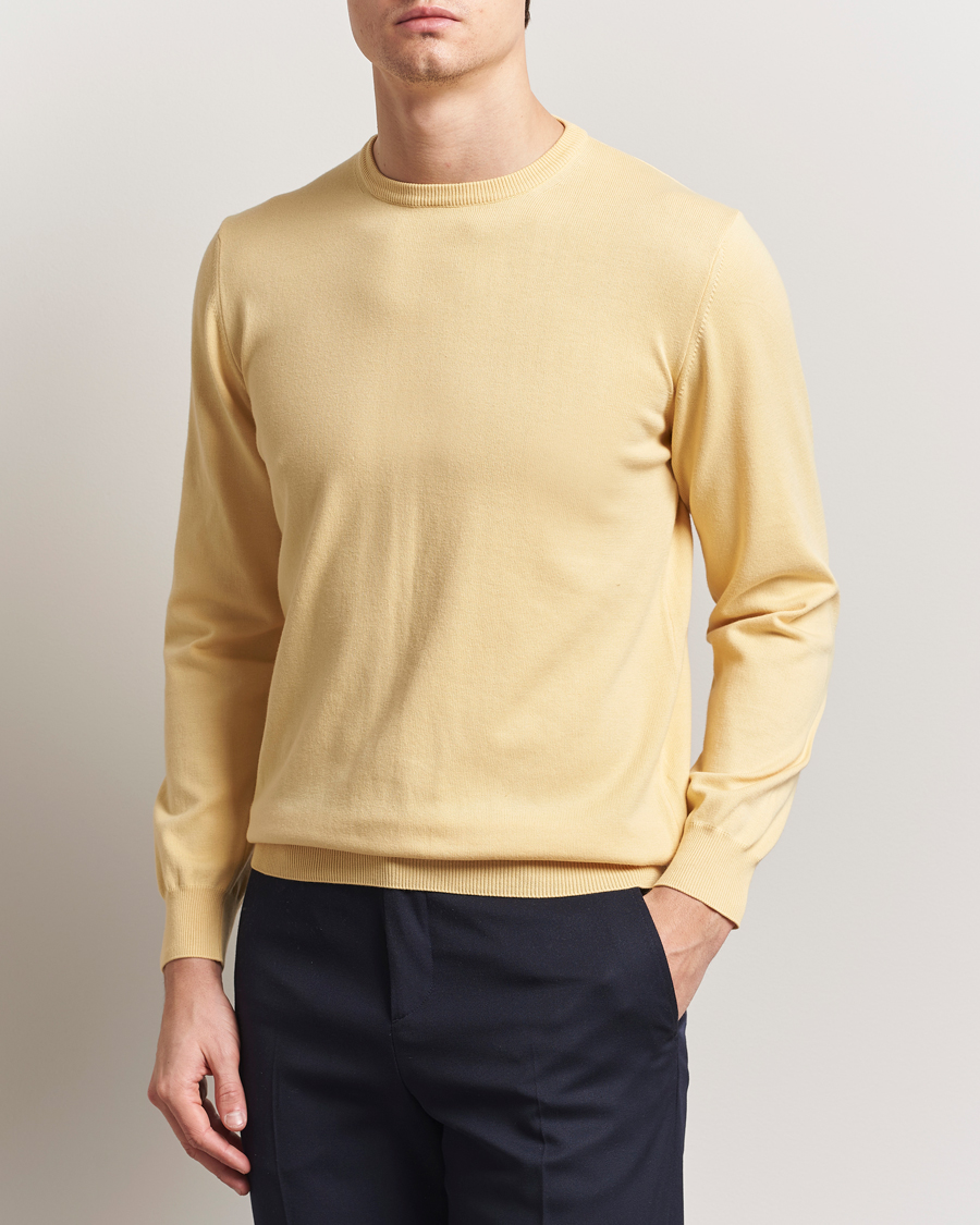 Herr | Tröjor | Morgano | Supersoft Egyptian Cotton Crew Neck Light Yellow