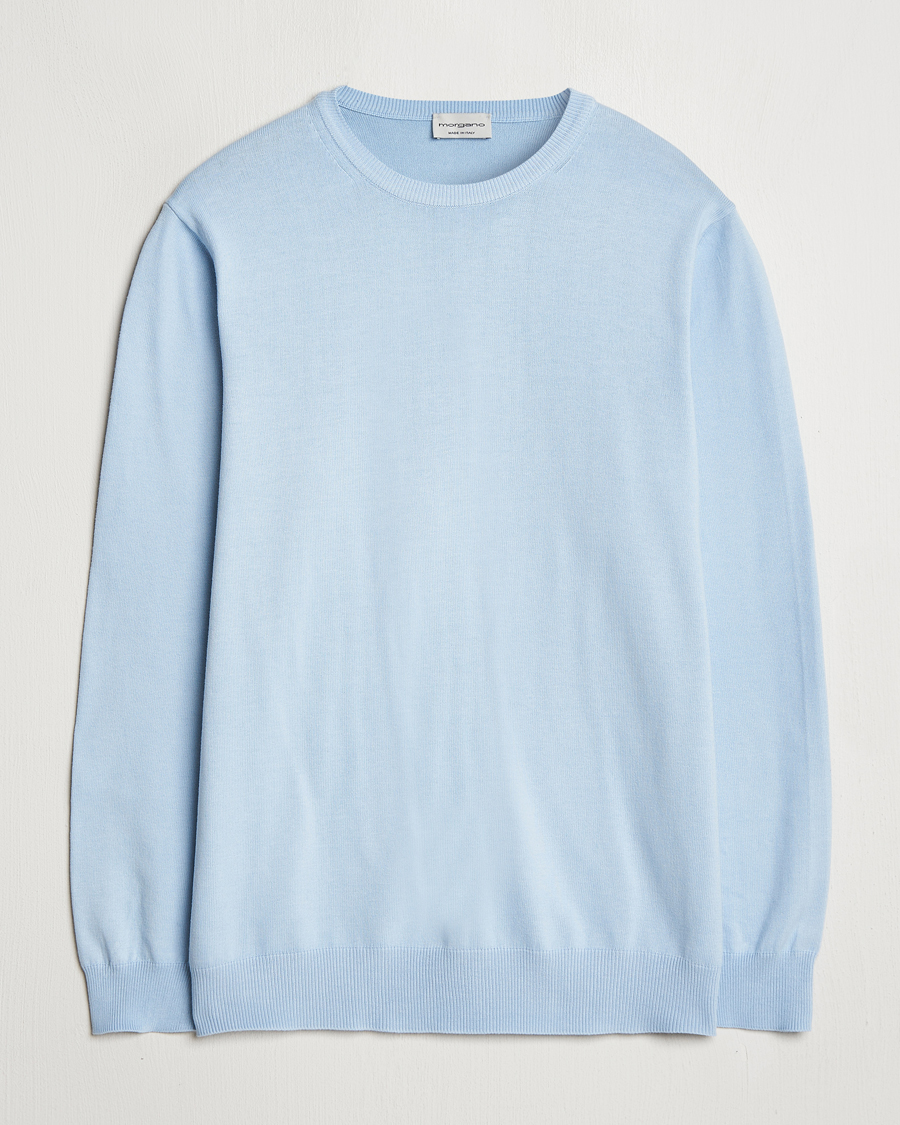 Herr | Tröjor | Morgano | Supersoft Egyptian Cotton Crew Neck Light Blue